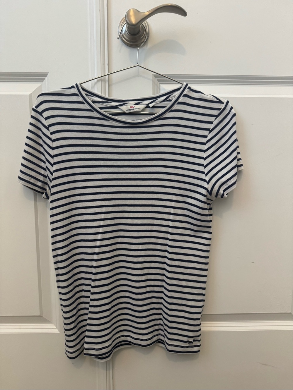 Vineyard Vines Navy and White Striped Crew Tee